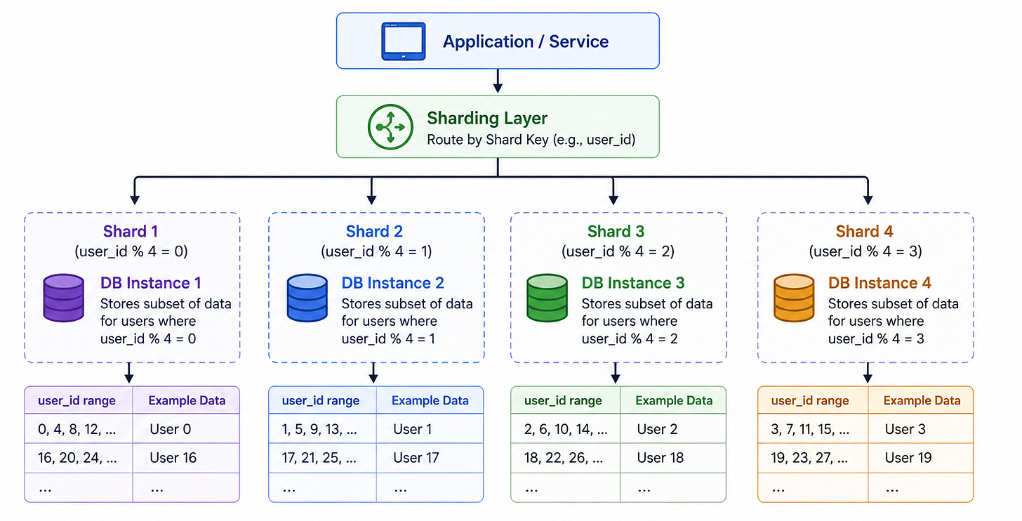 Diagram for Sharding (Horizontal Partitioning)